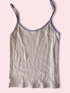Brandy Melville Cream Floral Cami with Lavender Trim